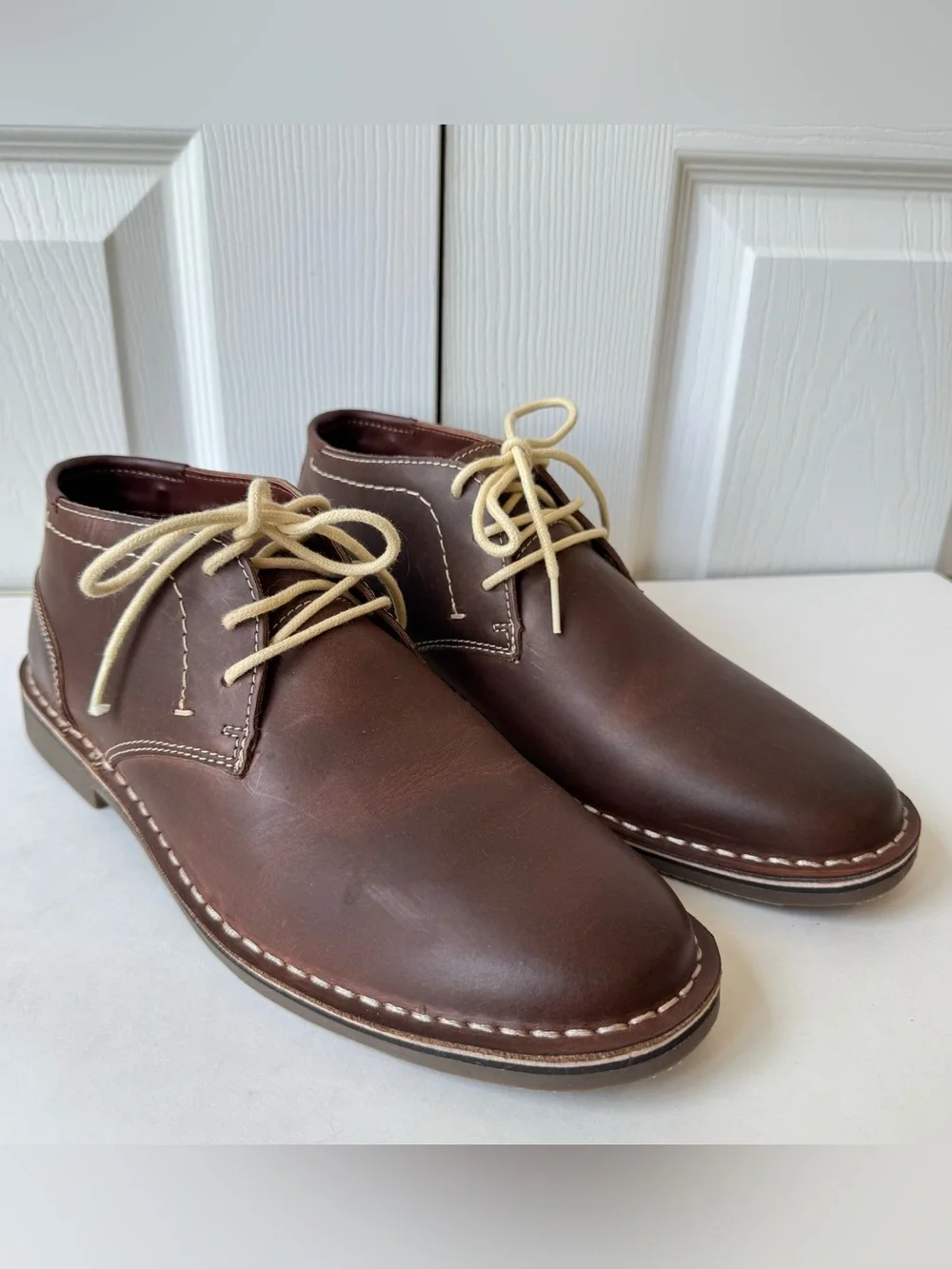 Reaction Kenneth Cole Brown Leather Chukka Boot Mens Size 9 Desert Wind Classic